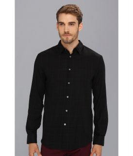 John Varvatos Collection Classic Fit Plaid Shirt Mens Long Sleeve Button Up (Navy)