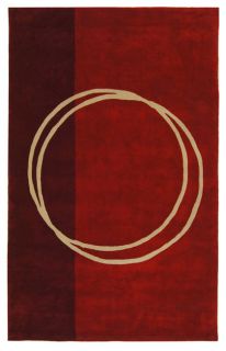 Handmade Rodeo Drive Circle Of Life Red/ Ivory N.Z. Wool Rug (6 X 9)