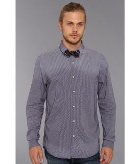 Scotch & Soda Crinkled Dress Shirt w/ Bowtie Mens Long Sleeve Button Up (Blue)