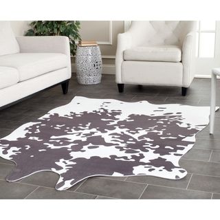 Safavieh Faux Cowhide Grey/ White Polyester Rug (5 X 66)