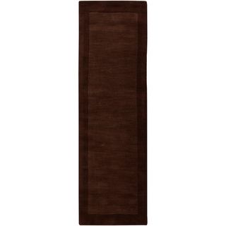 Hand crafted Solid Brown Tone on tone Bordered Caprice Wool Rug (26 X 8)