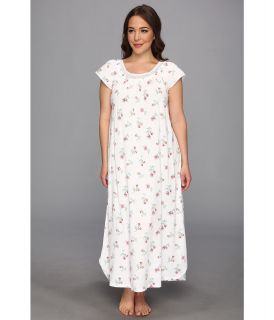 Carole Hochman Plus Size Whistful Rosebuds Long Nightgown Womens Pajama (White)