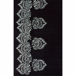 Nuloom Handmade Modern Damask Black Wool Rug (5 X 8)
