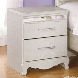 Signature Design By Ashley Signature Designs By Ashley Zarollina Silver Two Drawer Night Stand Silver Size 2 drawer