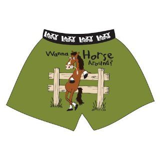 Lazy One Men's Wanna Horse Around Boxers Medium Green Other Products Clothing