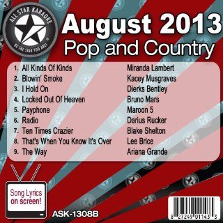 All Star Karaoke August 2013 Pop and Country Hits B (ASK 1308B) Music