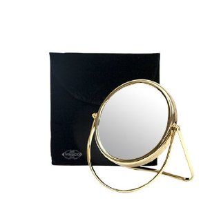 Frasco 6 1/4 inch Round Brass Stand Folding Travel Mirror (7X)  