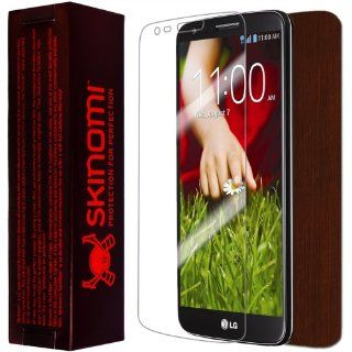 Skinomi TechSkin   LG G2 Screen Protector + Dark Wood Full Body Skin Protector / Front & Back Premium HD Clear Film / Ultra High Definition Invisible and Anti Bubble Crystal Shield with Free Lifetime Replacement Warranty   Retail Packaging (For Veriz