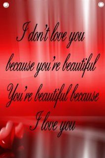 "I Don't Love You Because You're Beautiful. You're Beautiful Because I Love You"   Wall Quotes Canvas Banner  