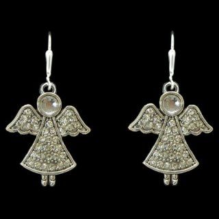 From the Heart Beautiful Christmas Angel Earrings with "Crystal" Clear Rhinestones which Sparkle Approximately 1 1/4 nches long & 1 1/4 inch wide & fasten with hooks connecting in the rear. Mailed in a Gift Box  Celebrate Christmas with t