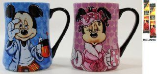 Disney Parks Mickey & Minnie Mouse, "Some Mornings Are Rough" & "Mornings Aren't Pretty" Mug Set   Disney Parks Exclusive & Limited Availability + 2 Arabica Single Cup Instant Coffee Packs  