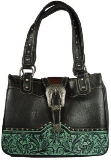 Montana West Leather Purse Tote Bag with Cow Hair and Tooled Leather Design Handbag  Available in 2 Colors (Black) Shoulder Handbags Clothing