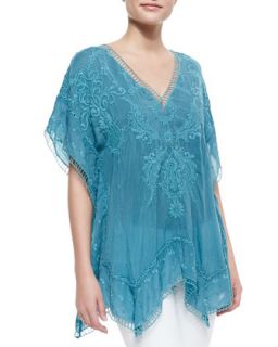 Johnny Was Collection Damask Embroidered Poncho