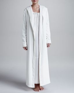 Donna Karan Laundered Satin Faux Fur Robe & Long Tank Gown, Paper White