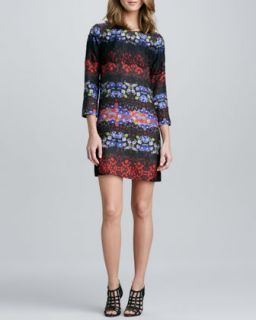 Ali Ro Floral and Lace Print Silk Shift Dress