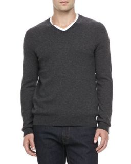 Vince Cashmere V Neck Sweater, Charcoal