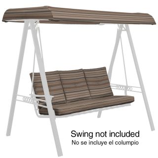 48 1/2 in L x 77 1/2 in W Stripe Stone UV Protected Swing Cushion with Canopy