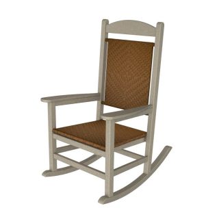 POLYWOOD Sand/Tigerwood Recycled Plastic Woven Seat Outdoor Rocking Chair