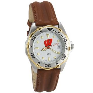 Logo Art Wisconsin Badgers Mens Elite Watch with Leather Band