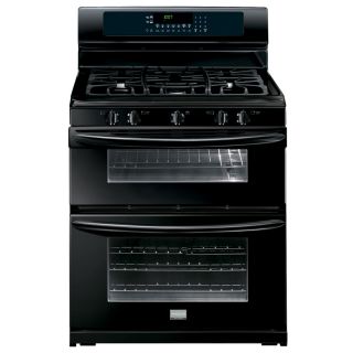 Frigidaire Gallery 30 in 5 Burner 3.5 cu ft/2.3 cu ft Self Cleaning Double Oven Convection Gas Range (Black)