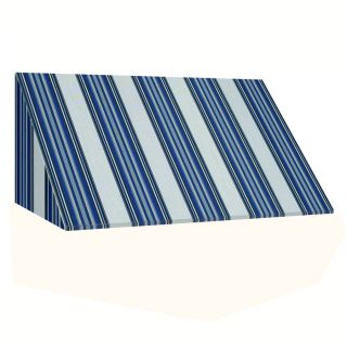 Awntech 30 ft 4 1/2 in Wide x 3 ft Projection Navy/Gray/White Striped Slope Window/Door Awning