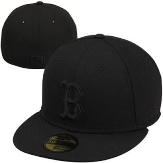 New Era Boston Red Sox Black On Black 59FIFTY Fitted Hat   Black
