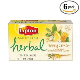 Lipton Herbal Tea, Honey Lemon, Tea Bags, 20 Count Boxes (Pack of 6)  Grocery Tea Sampler  Grocery & Gourmet Food