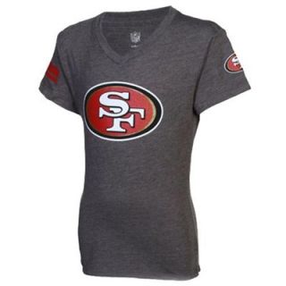 San Francisco 49ers Youth Girls Tri Blend V Neck T Shirt   Ash