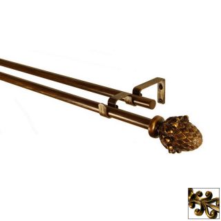 BCL Drapery 86 in to 120 in Antique Gold Metal Double Curtain Rod