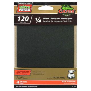 Gator 4 Pack 120 Grit 4 1/2 in W x 5 1/2 in L 1/4 Sheet Clamp on Sandpaper