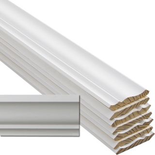 EverTrue 8 Piece 0.5625 in x 3.625 in x 12 ft Interior Primed Pine Crown Moulding Contractor Package (Pattern L 49)