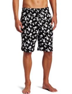 Briefly Stated Men's Playboy Tossed Bunny Jam Sleep Shorts, Black, Small Clothing