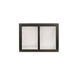 ACHLA Designs Graphite Glass Panel Fireplace Screen