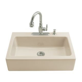 KOHLER Dickinson Single Basin Tile in Enameled Cast Iron Kitchen Sink