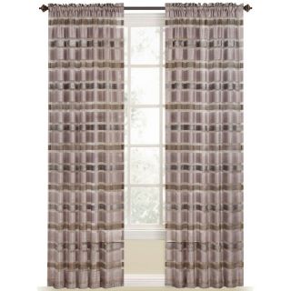 Style Selections Duran 84 in L Striped Plum Rod Pocket Window Curtain Panel