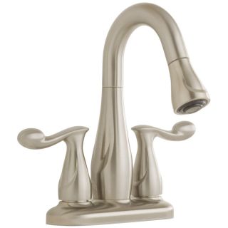 AquaSource Brushed Nickel 2 Handle 4 in Centerset WaterSense Bathroom Sink Faucet (Drain Included)