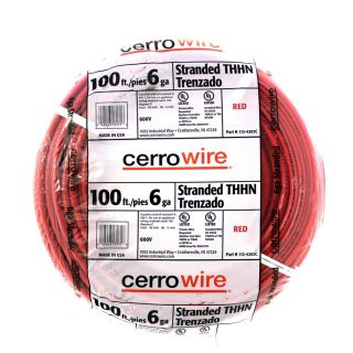 Cerro Wire 100 ft 6 AWG Stranded Red THHN Wire