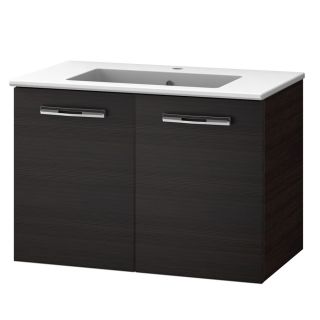 Novellini Smart Solutions 39.1 in x 16.94 in Wenge Integral Single Sink Bathroom Vanity with Solid Surface Top