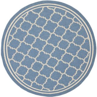 Safavieh Courtyard 5 ft 3 in x 5 ft 3 in Round Blue Transitional Indoor/Outdoor Area Rug