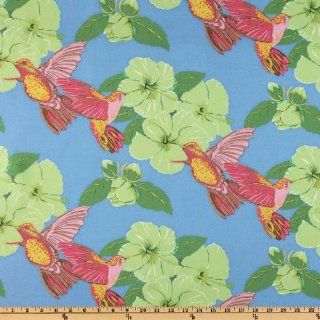44'' Wide New Beginnings Hummingbirds & Hibiscus Aqua Fabric By The Yard