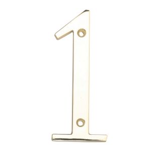 Gatehouse 3.98 in Polished Brass House Number 1
