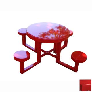 Ofab Red Cast Aluminum Round Picnic Table