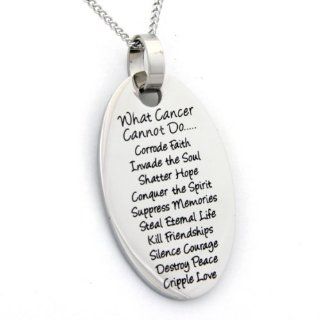 What Cancer Cannot Do Oval Shaped Pendant Necklace   Stainless Steel Necklace   Recovery Gifts Jewelry