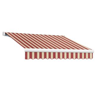 Awntech 14 ft Wide x 10 ft Projection Burgundy/White Multi Striped Slope Patio Retractable Remote Control Awning
