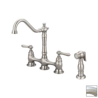 Estate by Pioneer Industries Americana Brushed Nickel 2 Handle Low Arc Kitchen Faucet with Side Spray