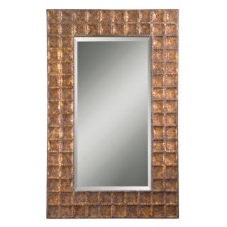 Global Direct 42.125 in x 67.25 in Antiqued Gold with A Brown Glaze Rectangular Framed Wall Mirror