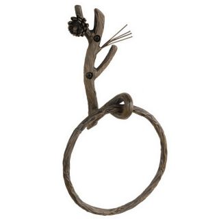 Stone County Ironworks Pine Rustic Bark Wall Mount Towel Ring