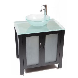 Bionic Waterhouse 31 in x 22 in Dark Venge Single Sink Bathroom Vanity with Tempered Glass Top (Faucet Included)
