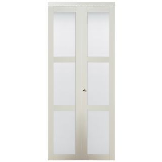 ReliaBilt White 3 Lite Solid Core Tempered Frosted Glass Bifold Closet Door (Common 80.5 in x 24 in; Actual 80 in x 24 in)