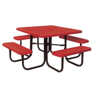 Ultra Play 6 ft 6 in Red Steel Square Picnic Table
